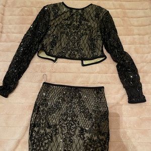 Two piece skirt and blouse set
